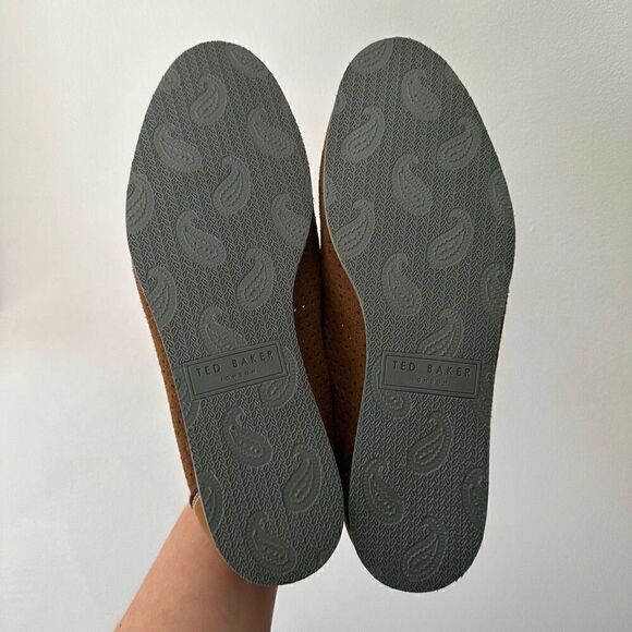 Ted Baker Men’s Oshua Perforated Suede Cognac Brown Leather Slip on Loafers - Picture 5 of 10